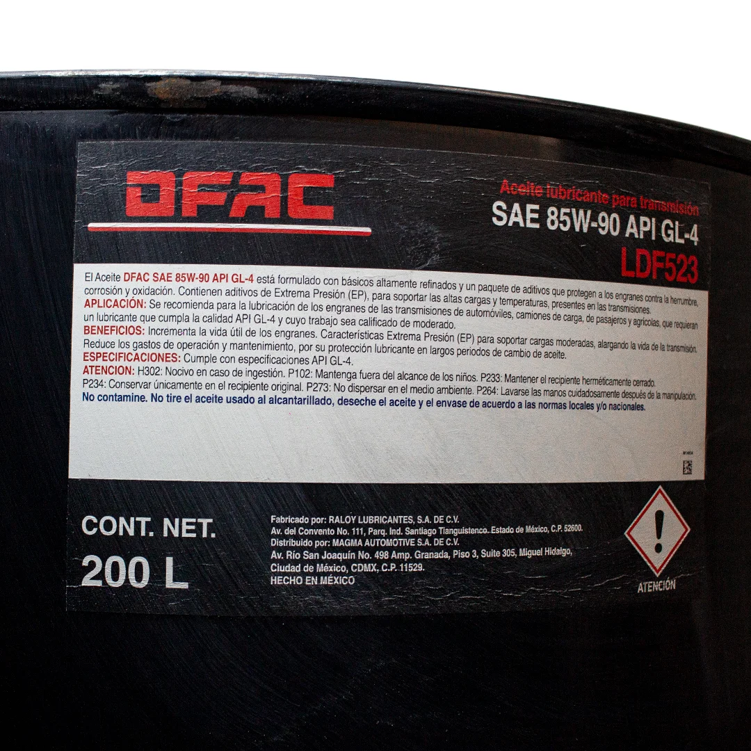 [DFP12523] ACEITE TRANSMISION SAE 85W90 API GL-4 T/200 L